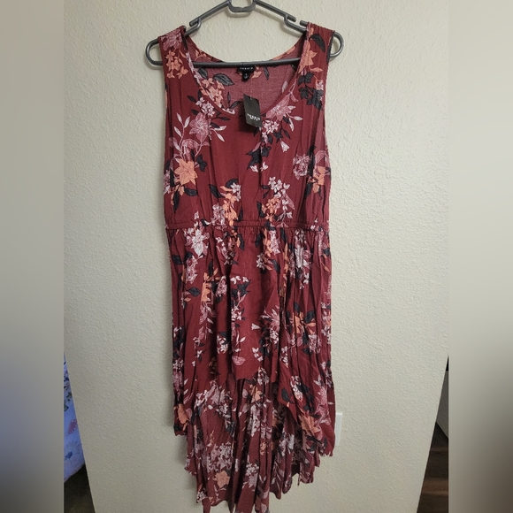 Torrid Red Floral Challis Babydoll Hi-Lo Tank Top - Picture 2 of 9